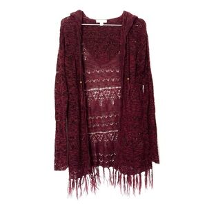 It’s Our Time cardigan fringe sweater lightweight red size medium